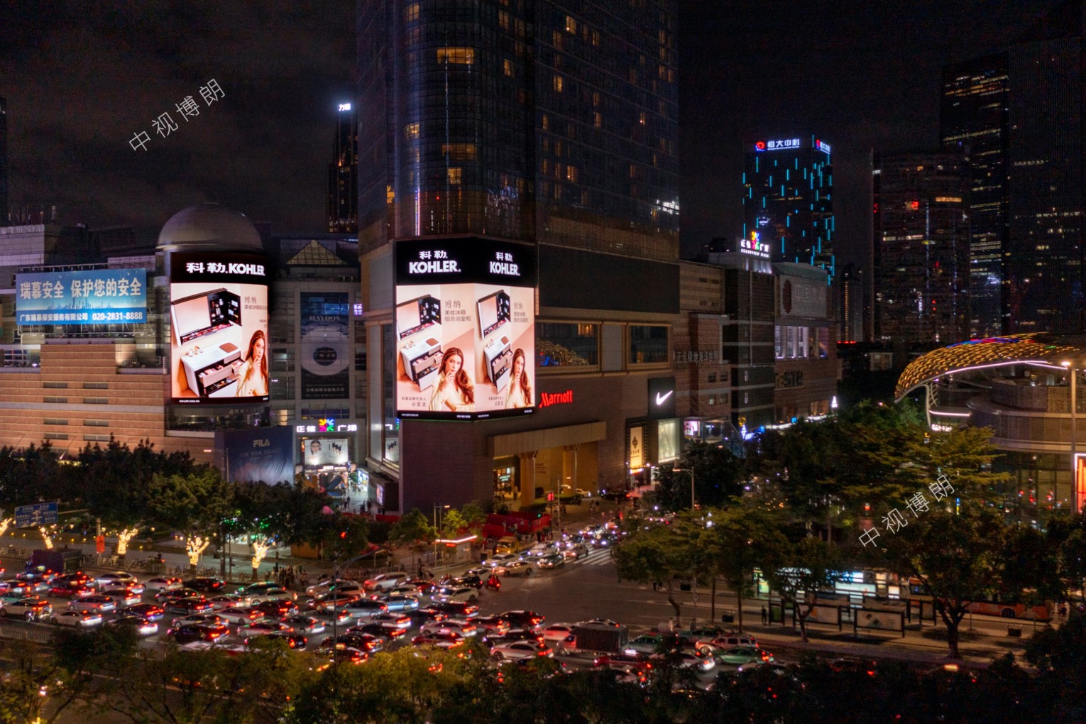 广州LED大屏广告-广州正佳广场万豪酒店LED大屏广告-广州地标广告