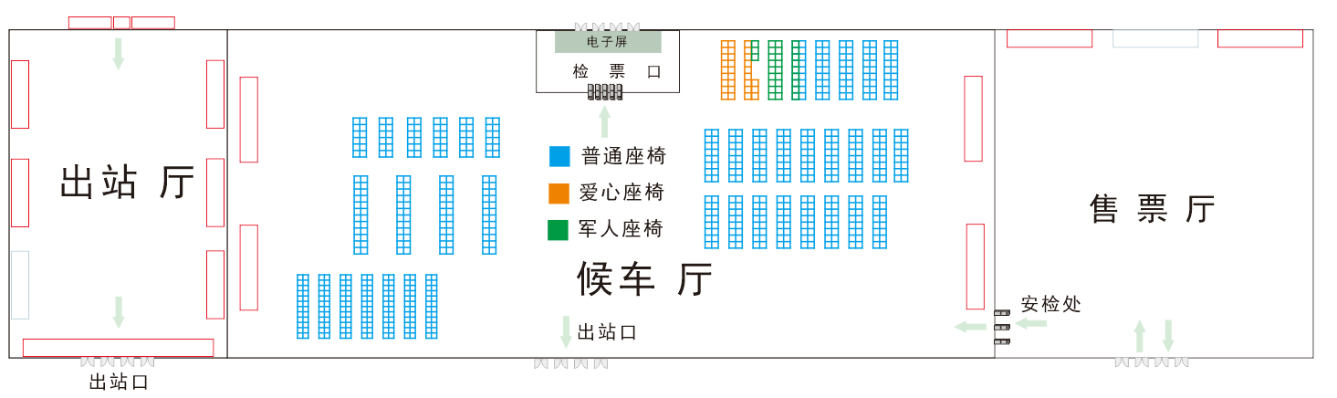 鞍山西站广告-候车室座椅媒体点位图