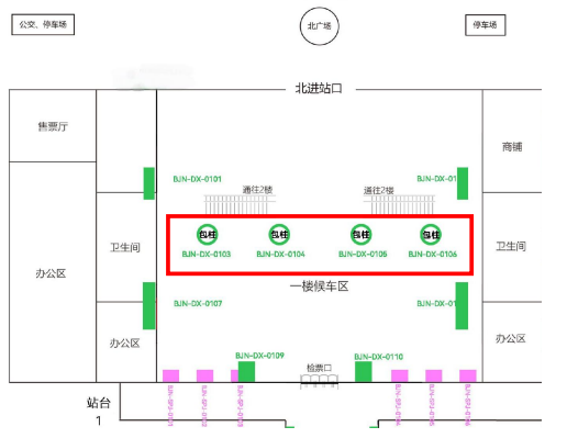 Baoji South Station-Pillar light box in the station waiting hallBitmap