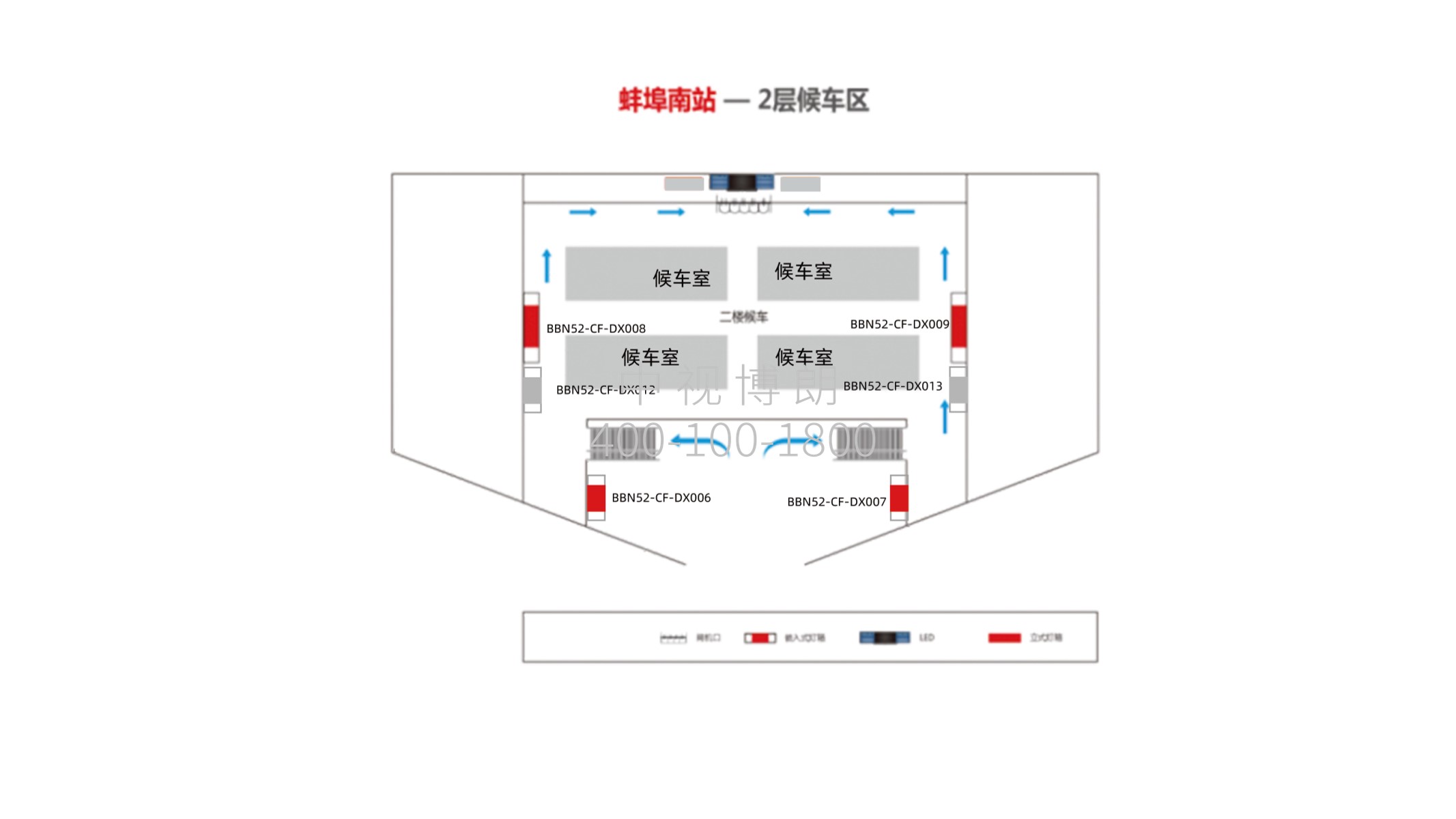 蚌埠南站-候车厅墙面灯箱点位图