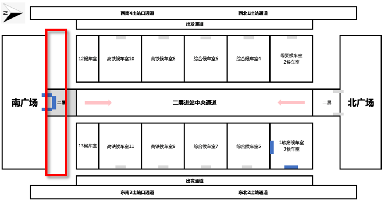 北京西站广告-高铁地铁中央平台灯箱A位置图