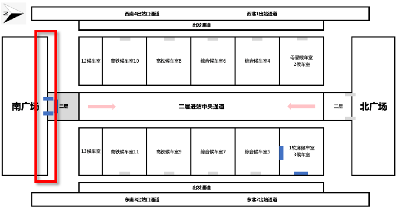 北京西站广告-高铁地铁中央平台灯箱B位置图