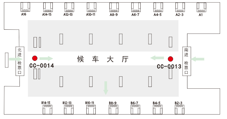 长春站广告-候车室南北入口上方墙体钟表套装点位图