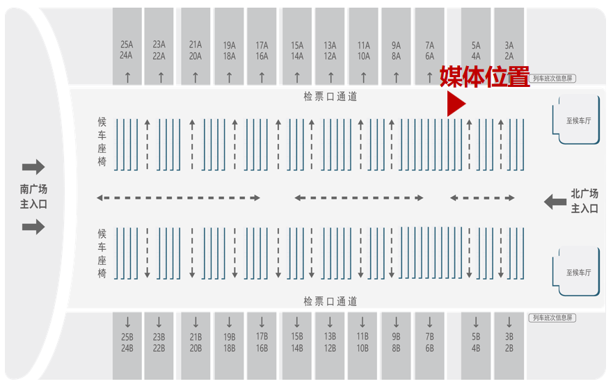 重庆北站广告-候车厅智能柱LED屏点位图