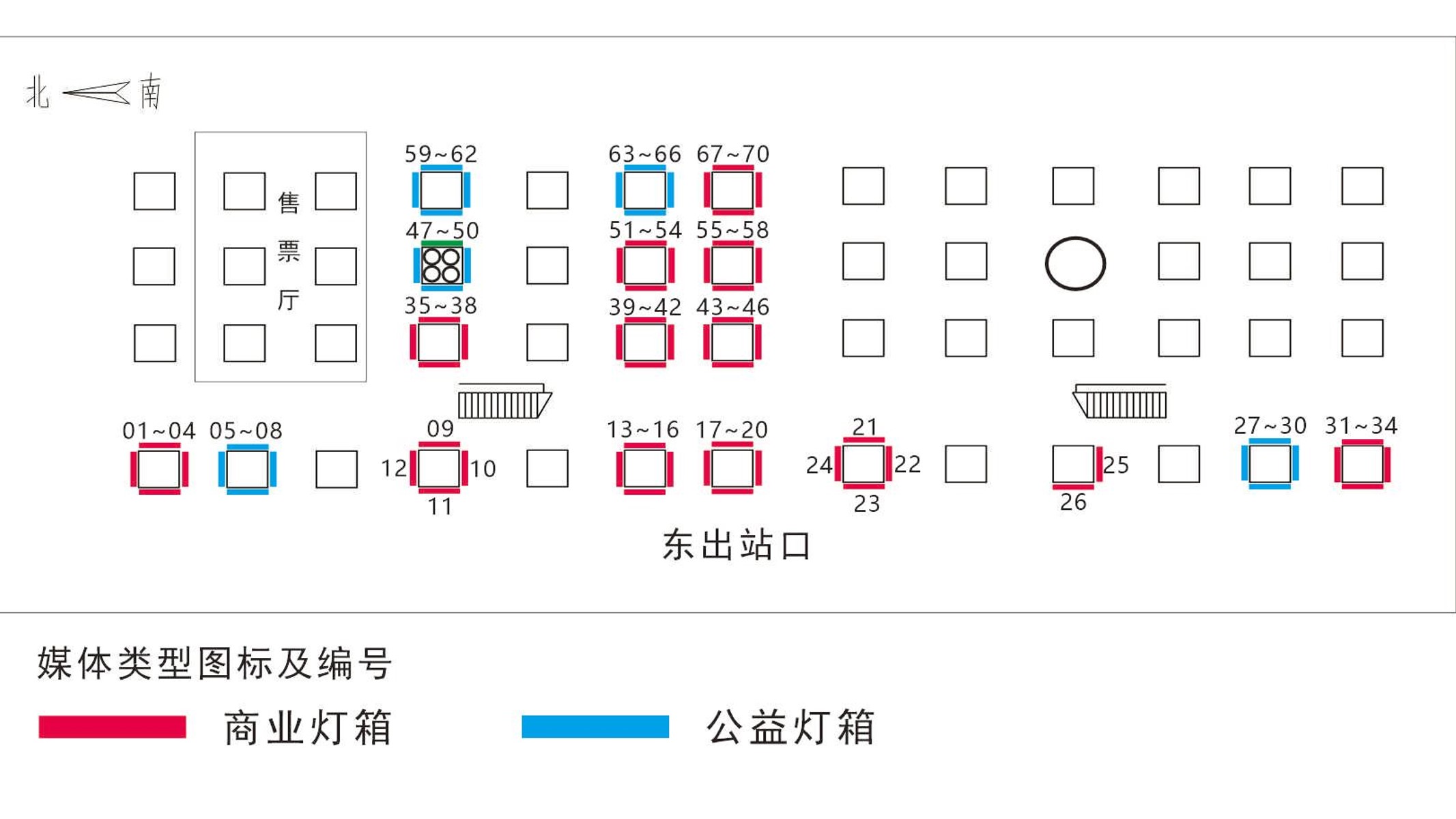 长沙南站广告-东广场立柱灯箱位置图