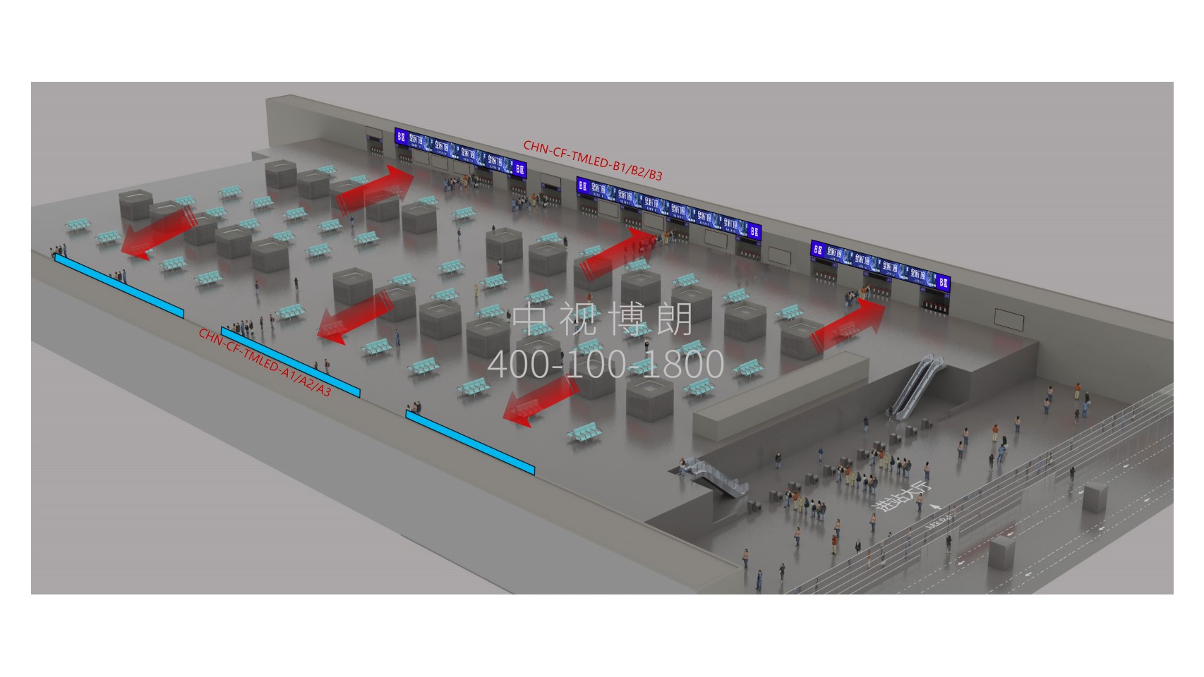 长沙南站广告-检票口透明LED大屏套装点位图