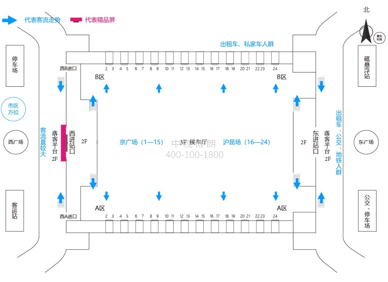 长沙南站广告-西进站口地标LED大屏点位图