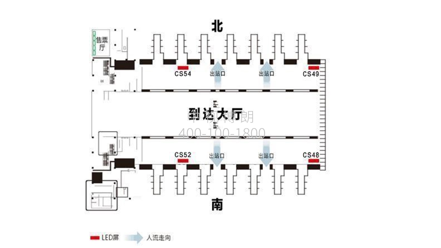 长沙南站广告-出站口LED刷屏套装位置图