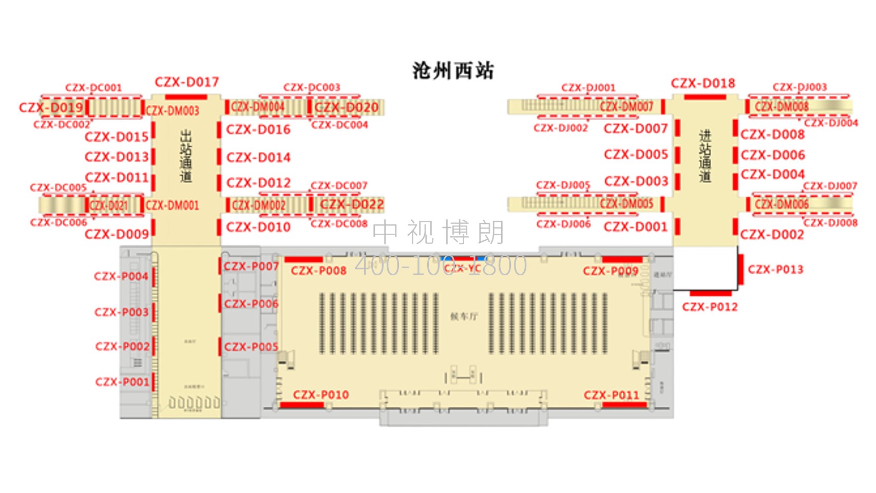 沧州西站-检票口1进厅灯箱点位图