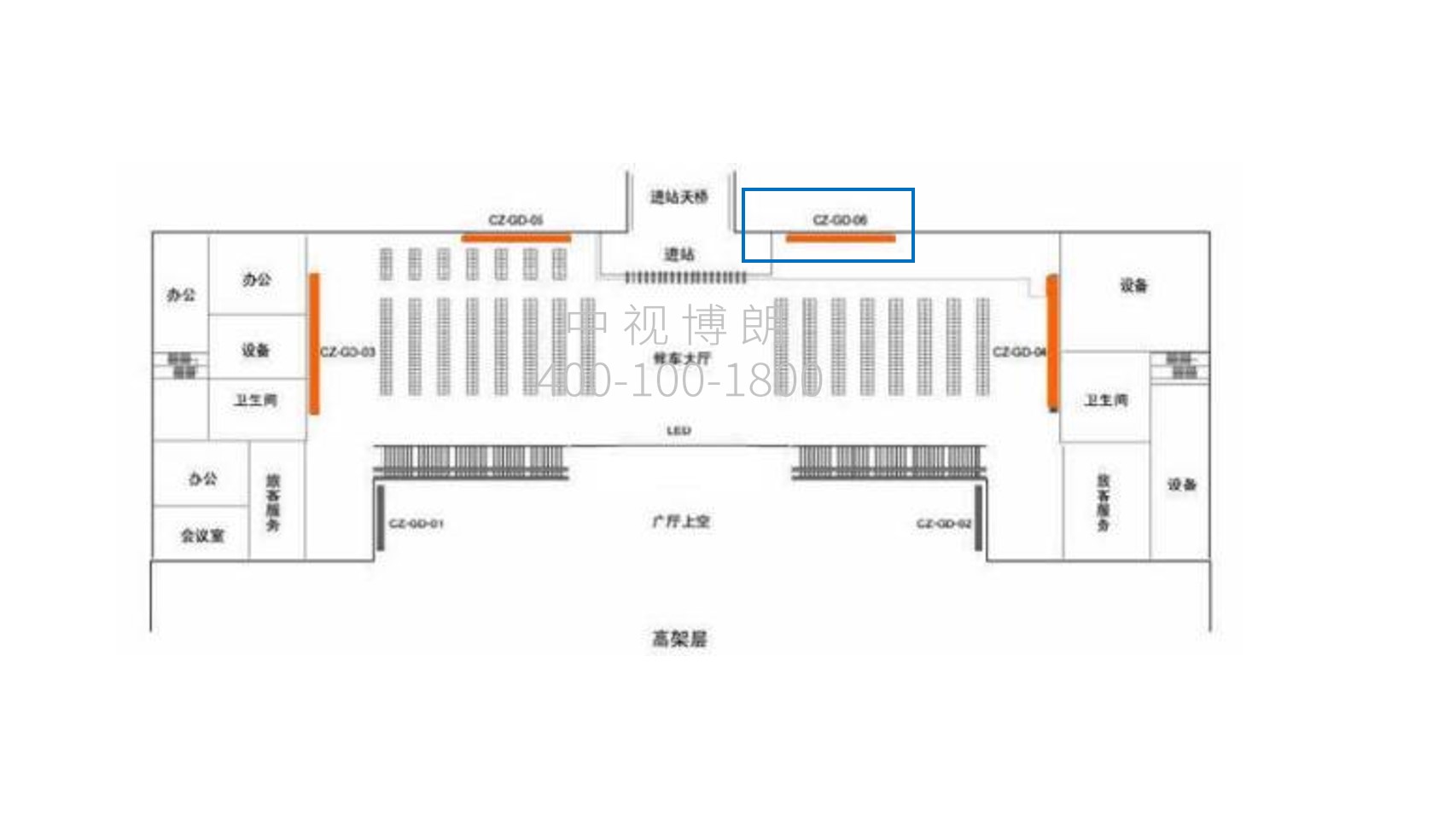 常州站广告-检票口西侧灯箱点位图