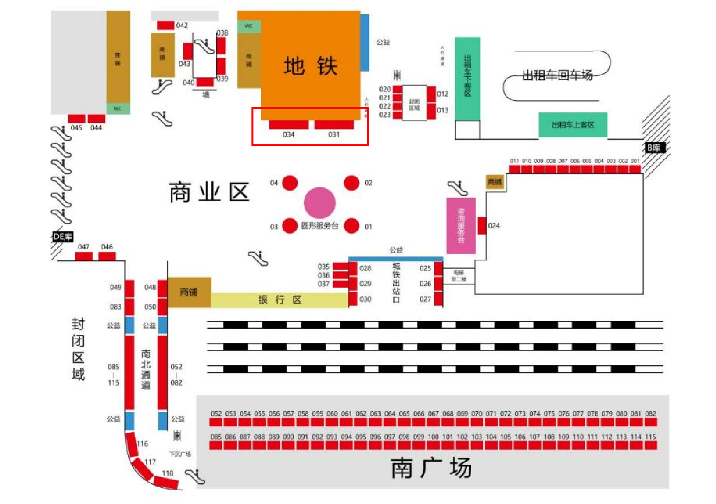 常州站广告-负一层换乘大厅墙体灯箱位置图