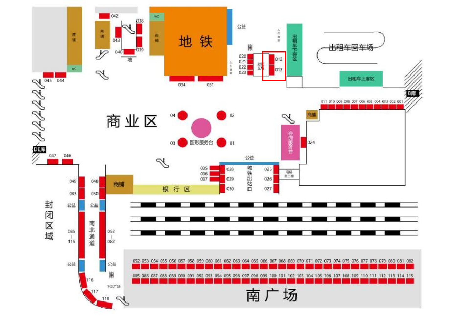 常州站广告-负一层出租车下客区灯箱点位图