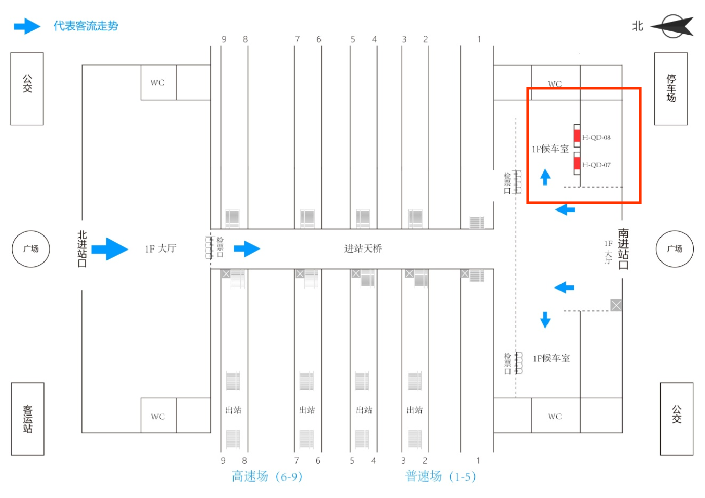 常州站广告-南站房一层候车厅灯箱点位图