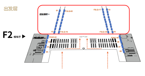 大理站-二楼进站廊桥灯箱点位图