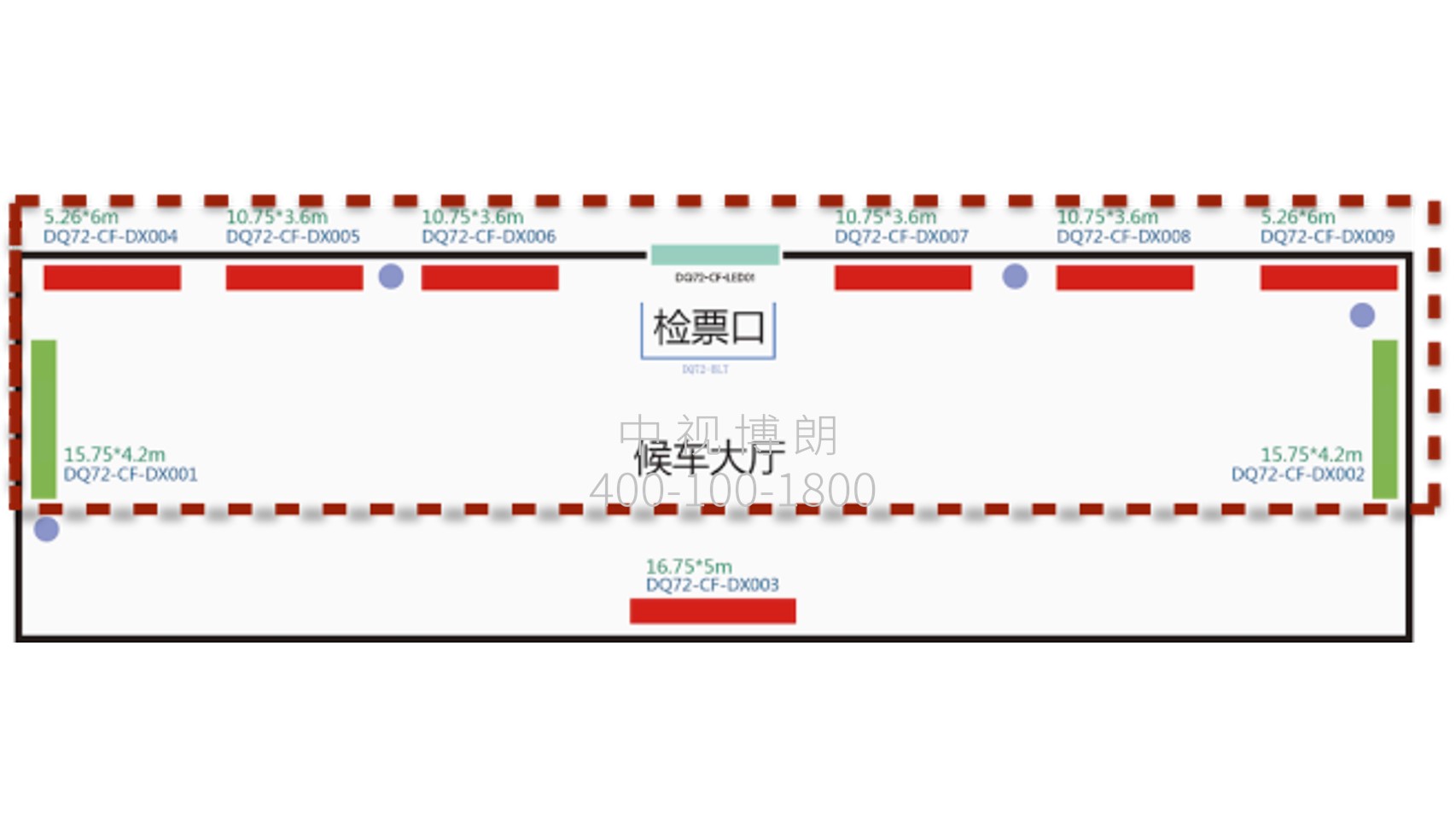 德清站广告-进站候车大厅墙体灯箱点位图