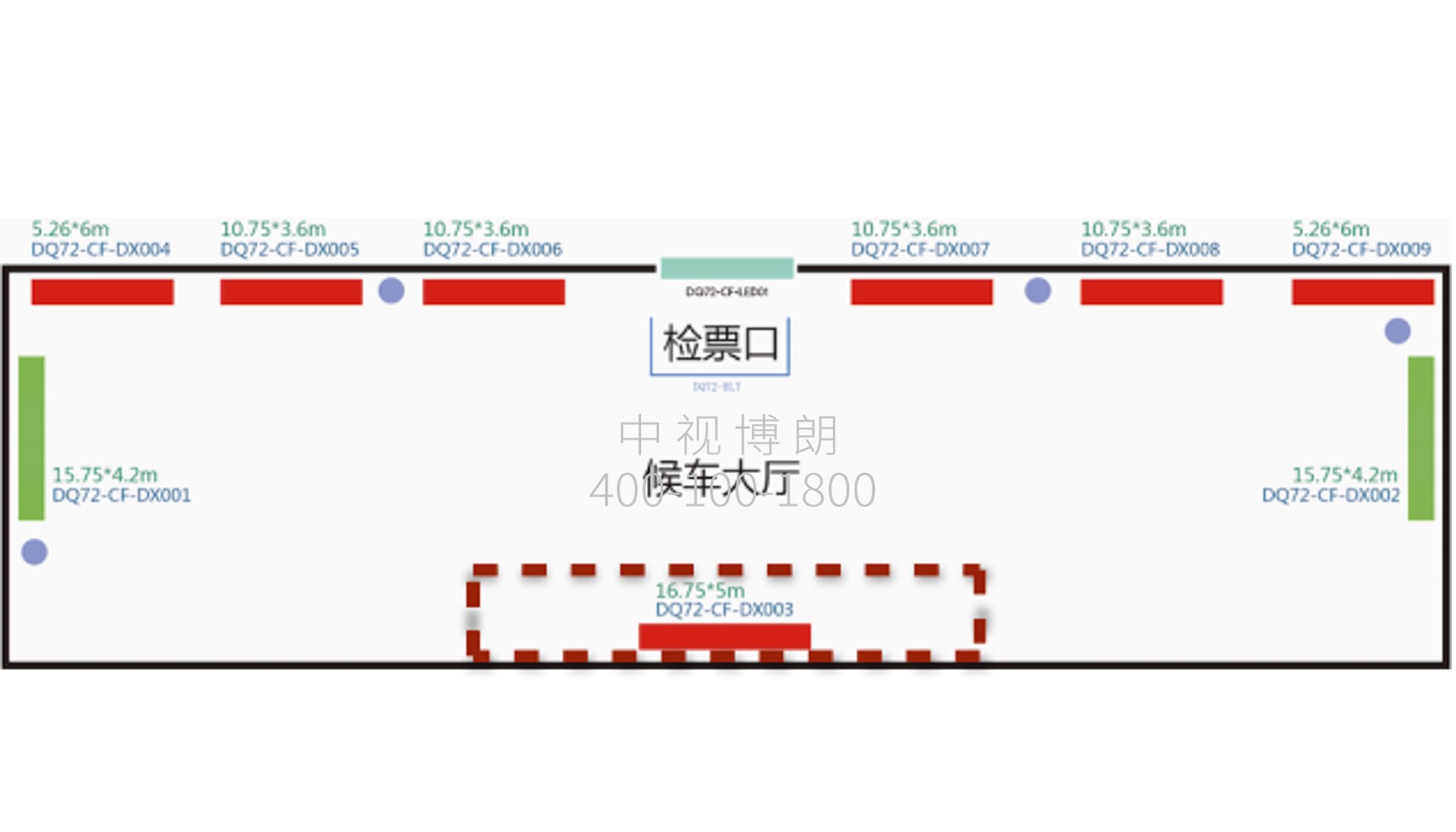德清站广告-进站候车大厅楣头灯箱点位图