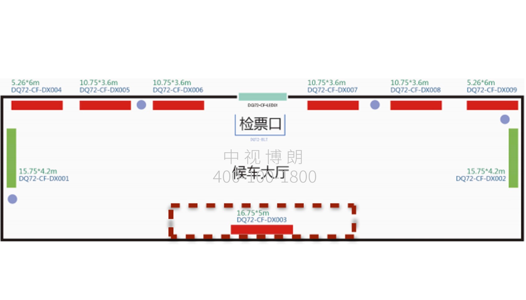 德清站-进站候车大厅楣头灯箱点位图