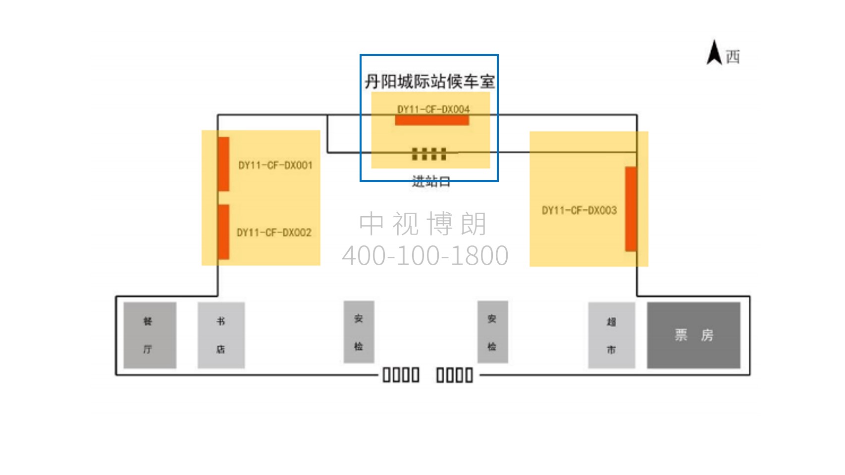 丹阳站广告-城际站候车室中央灯箱点位图