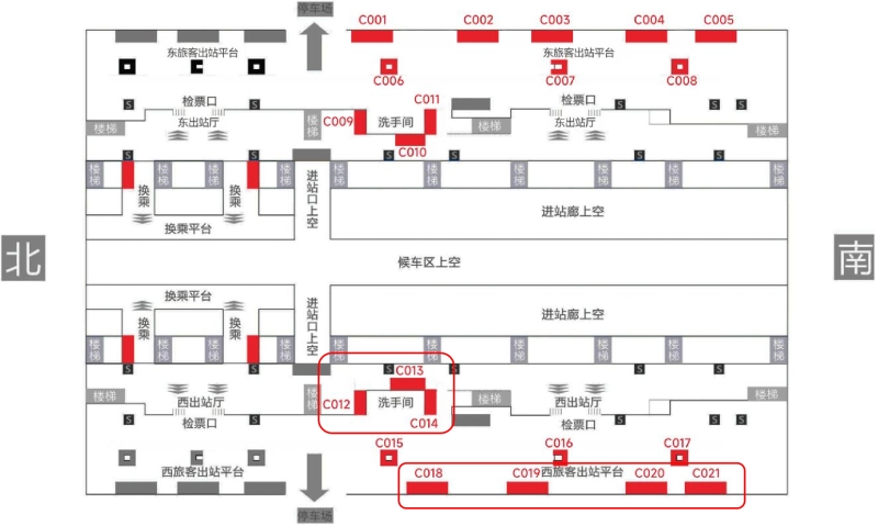 佛山西站广告-出站通道墙面灯箱2点位图