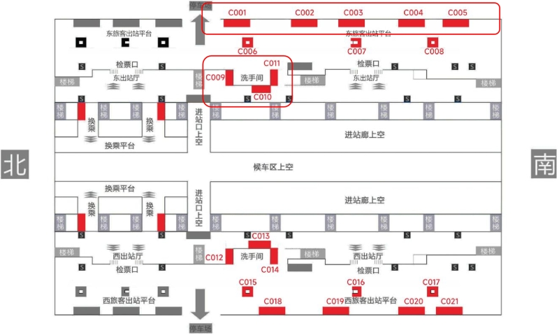 佛山西站广告-出站通道墙面灯箱1点位图