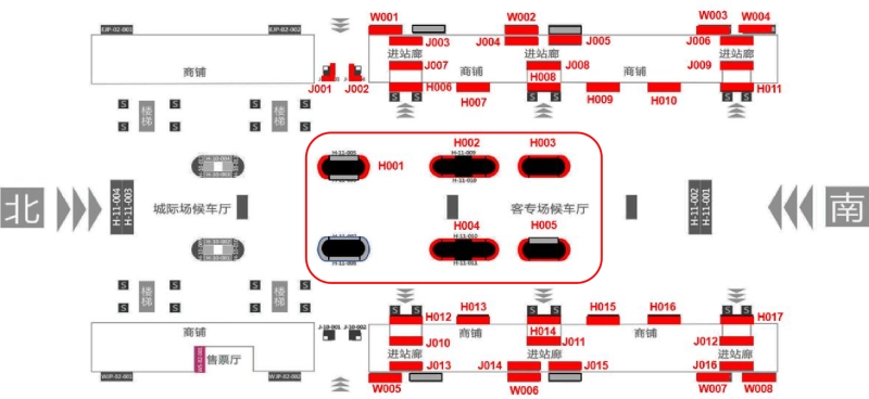 佛山西站广告-候车厅包柱灯箱点位图