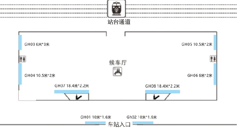 广元站广告-进站候车大厅广厅灯箱点位图