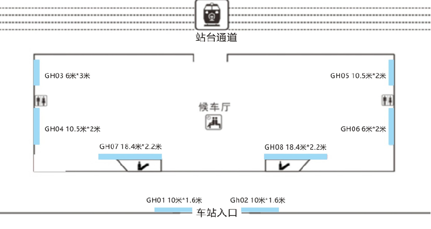 广元站广告-进站1号检票口旁灯箱点位图