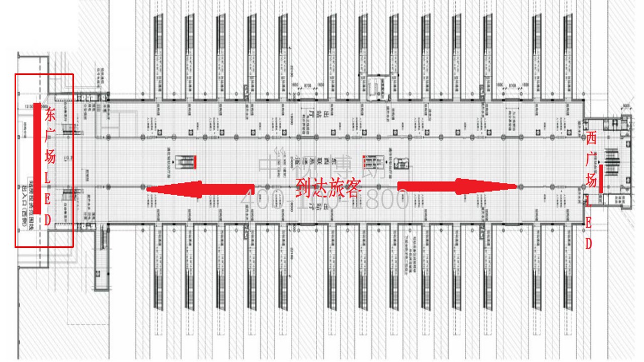 贵阳北站广告-东广场出站口LED屏位置图