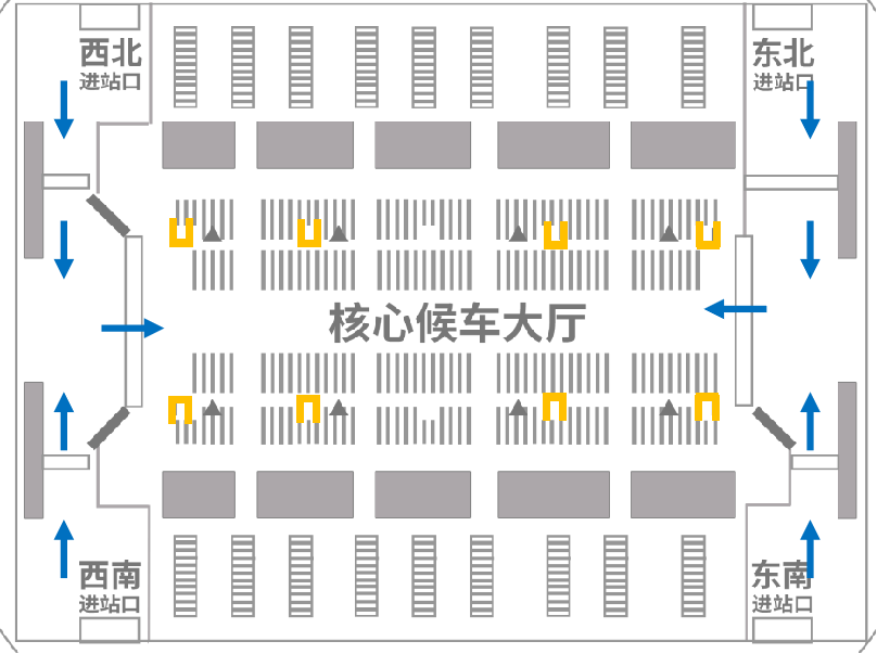 广州白云站广告-候车大厅风塔弧形LED屏套装点位图