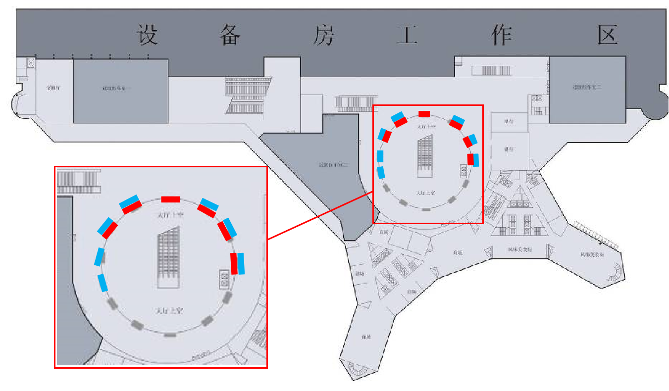 广州东站广告-广九进站环形厅灯箱套装点位图