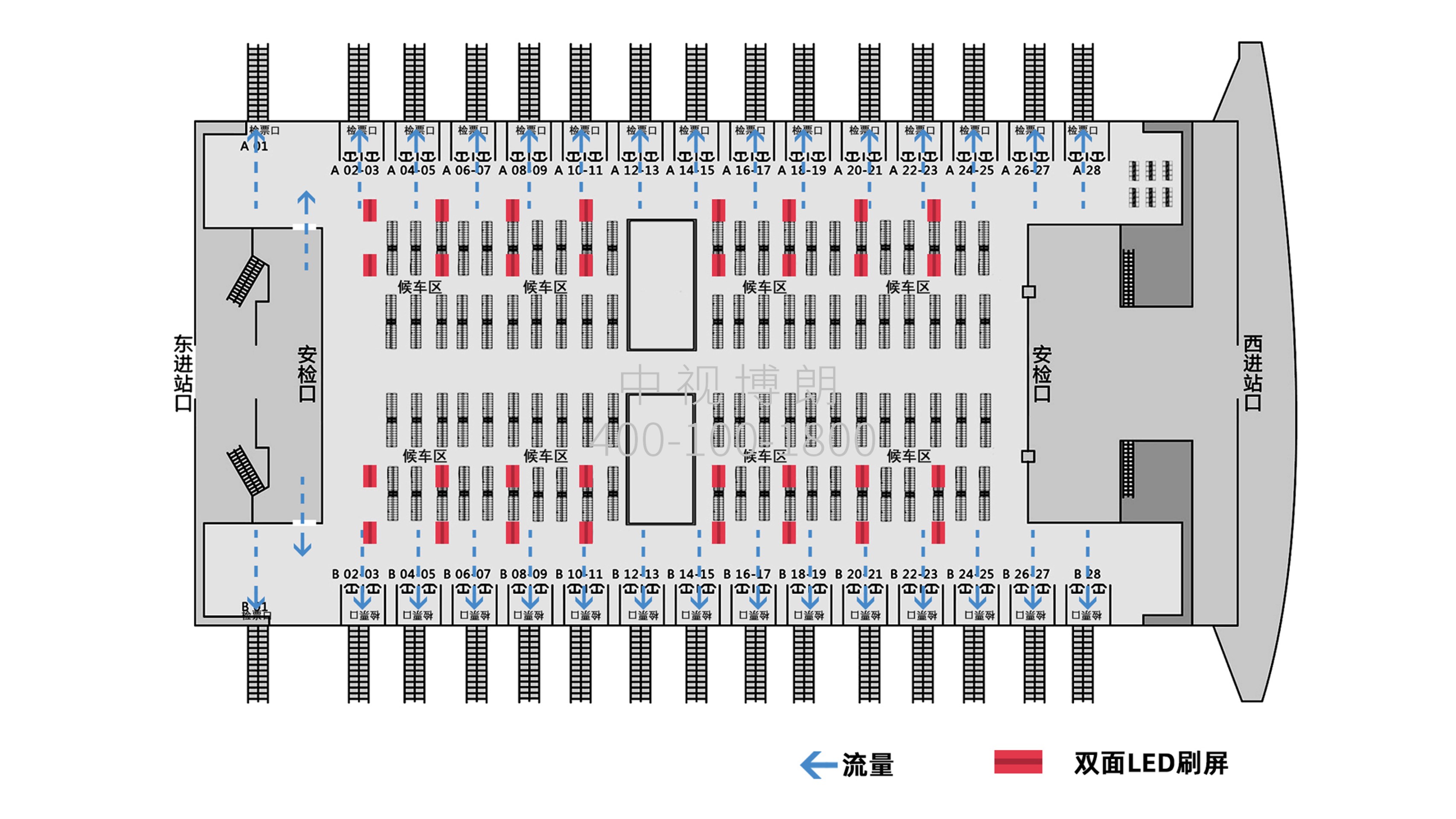 广州南站广告-候车区联排刷屏套装点位图