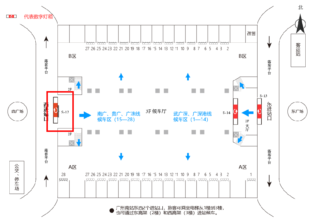 广州南站广告-3F西进站口LED大屏点位图
