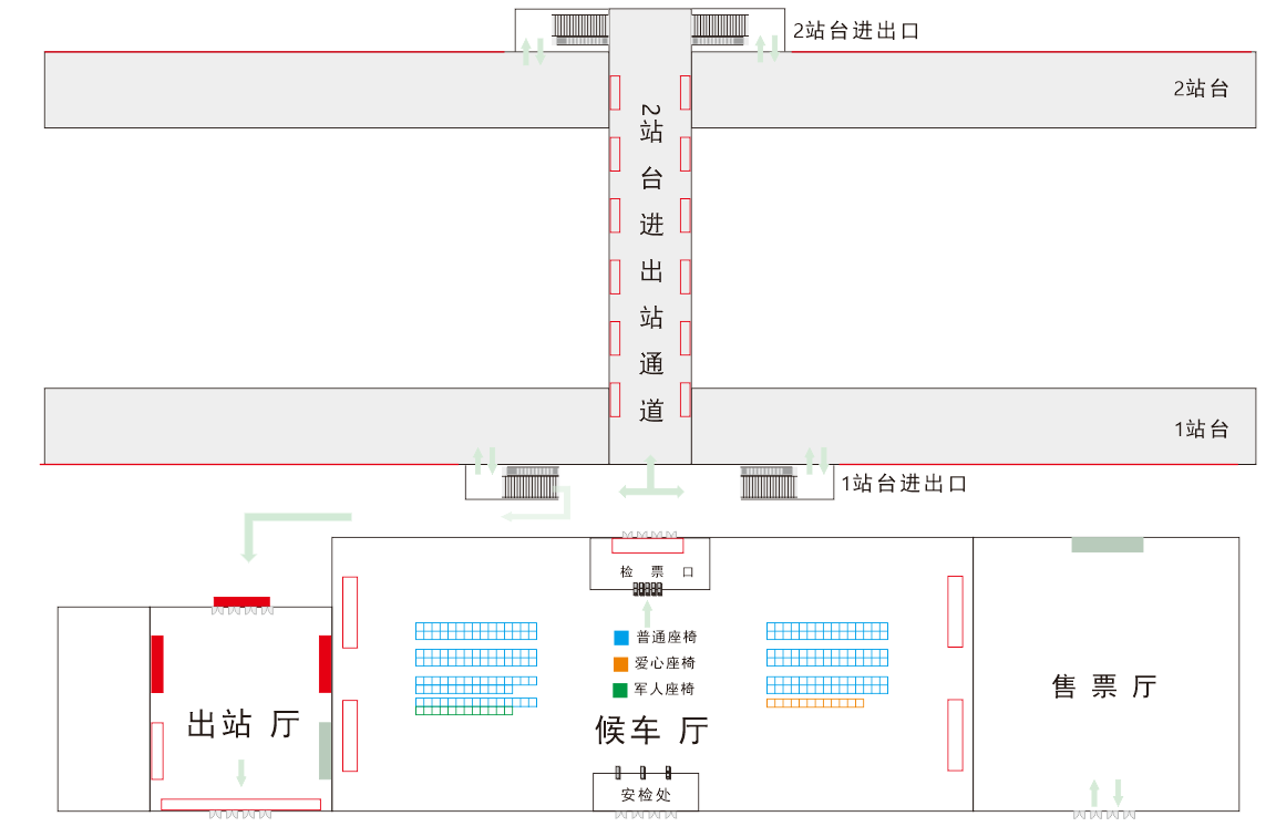海城西站广告-候车室座椅媒体点位图