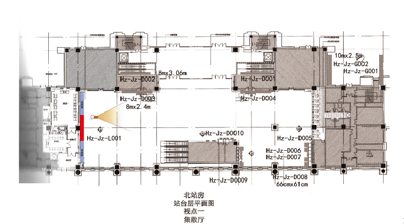 哈尔滨站广告-北站房进站厅安检内侧墙面LED屏点位图