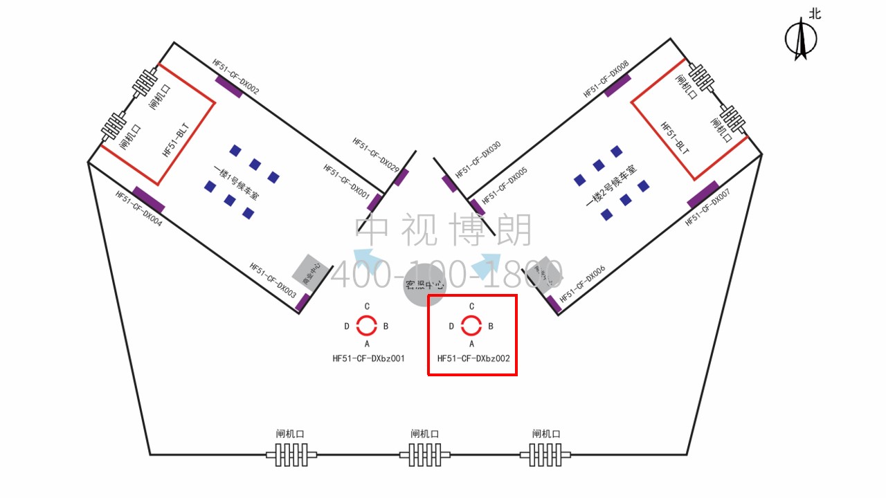 合肥站广告-一楼广厅包柱灯箱点位图