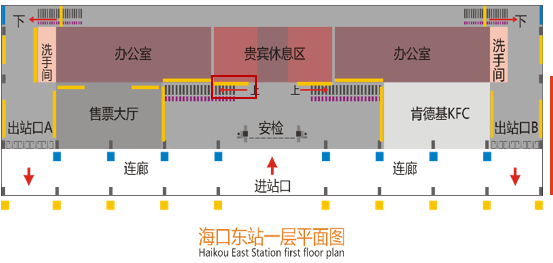 海口东站广告-候车厅扶梯处灯箱点位图