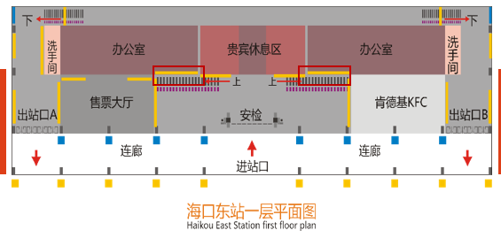 海口东站广告-候车大厅楼梯灯箱点位图