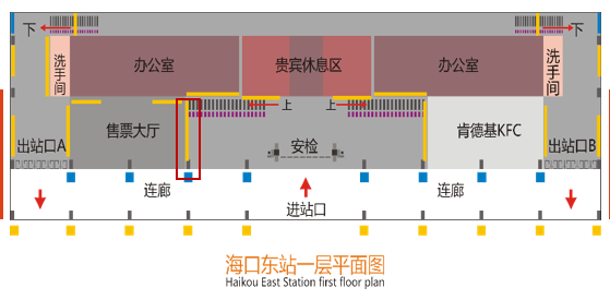 海口东站广告-候车厅楼梯灯箱点位图