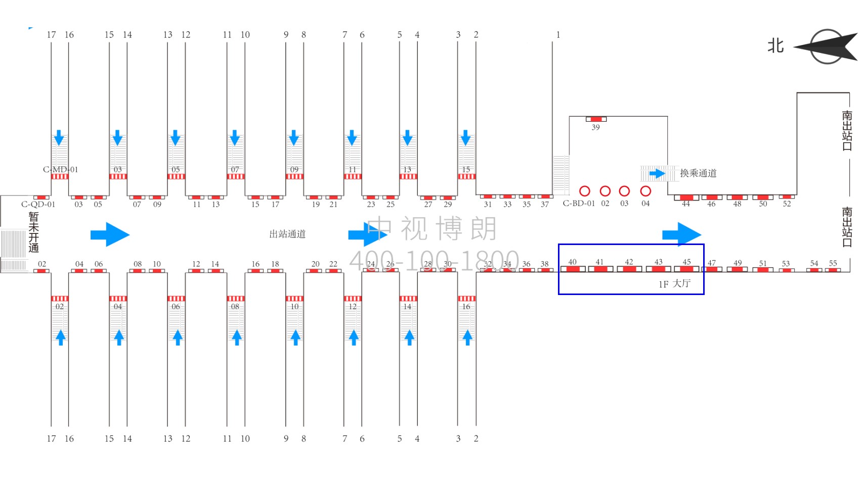 汉口站广告-出站大厅灯箱1位置图