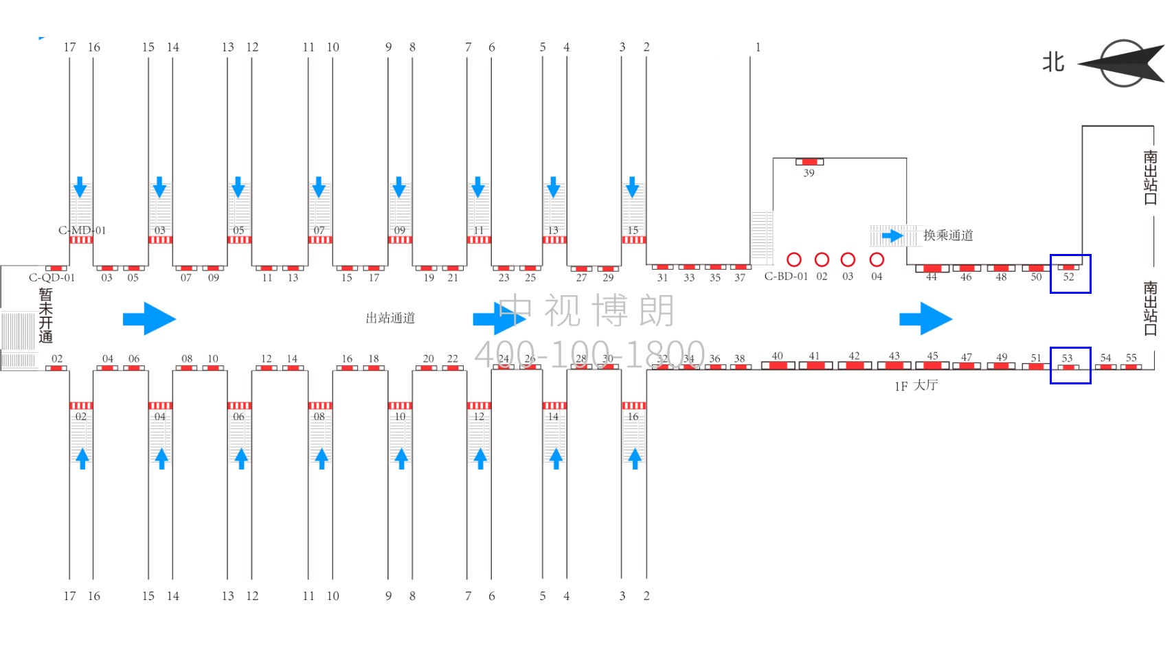 汉口站广告-出站大厅灯箱3位置图