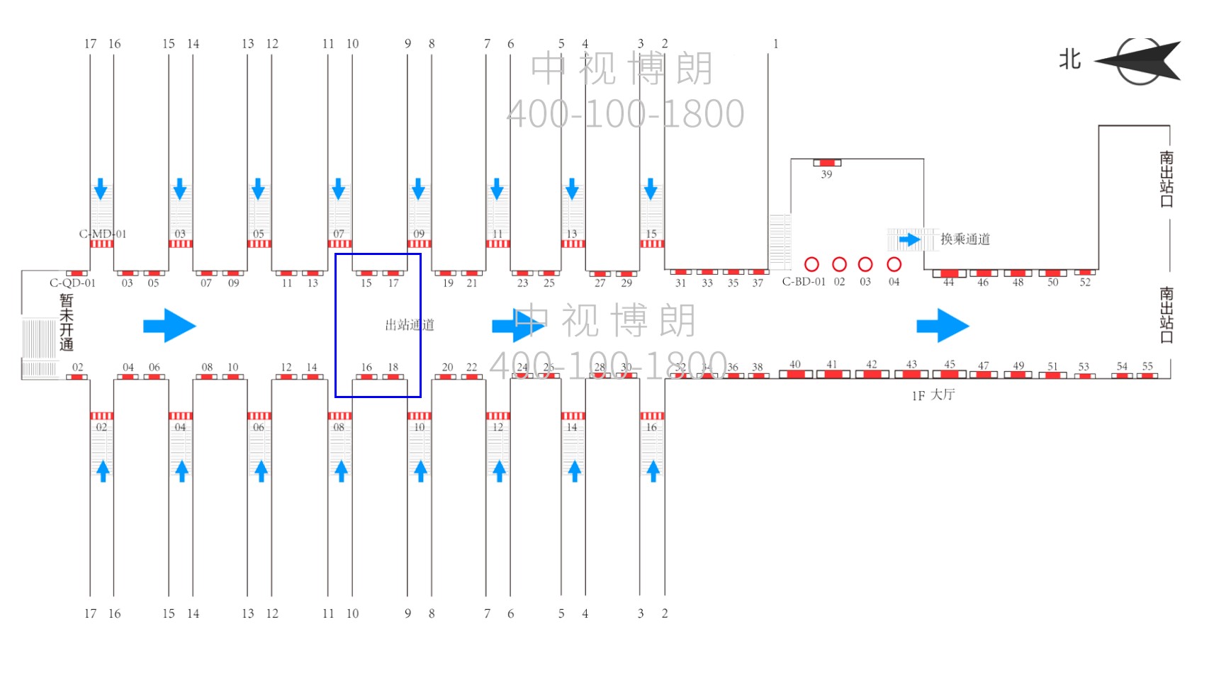 汉口站广告-出站通道灯箱3位置图