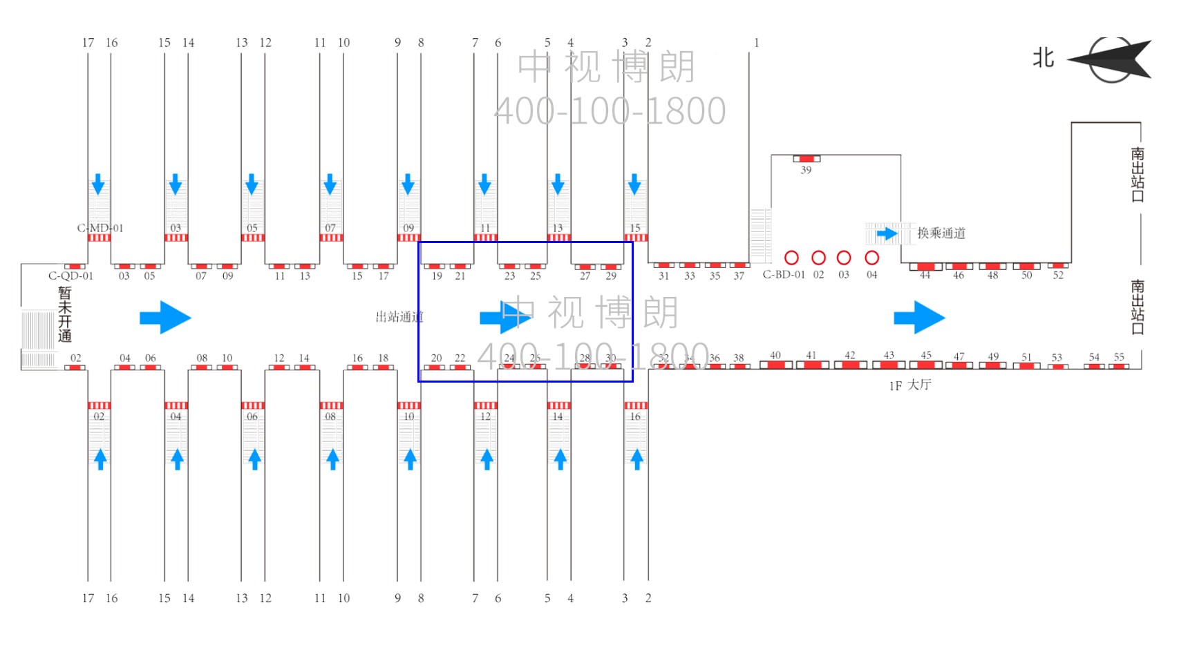 汉口站广告-出站通道灯箱2位置图