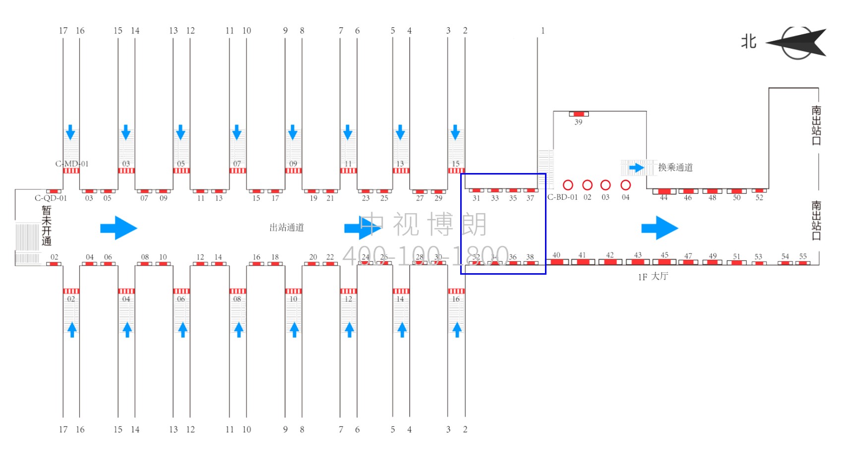 汉口站广告-出站通道灯箱1位置图