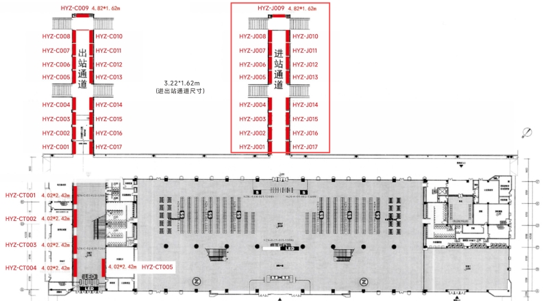 惠阳站-进站通道墙面灯箱点位图