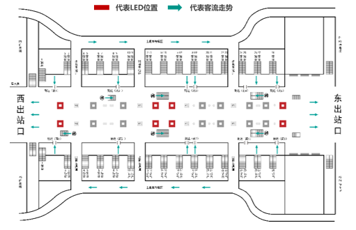 杭州东站广告-出站通道包柱LED套装位置图