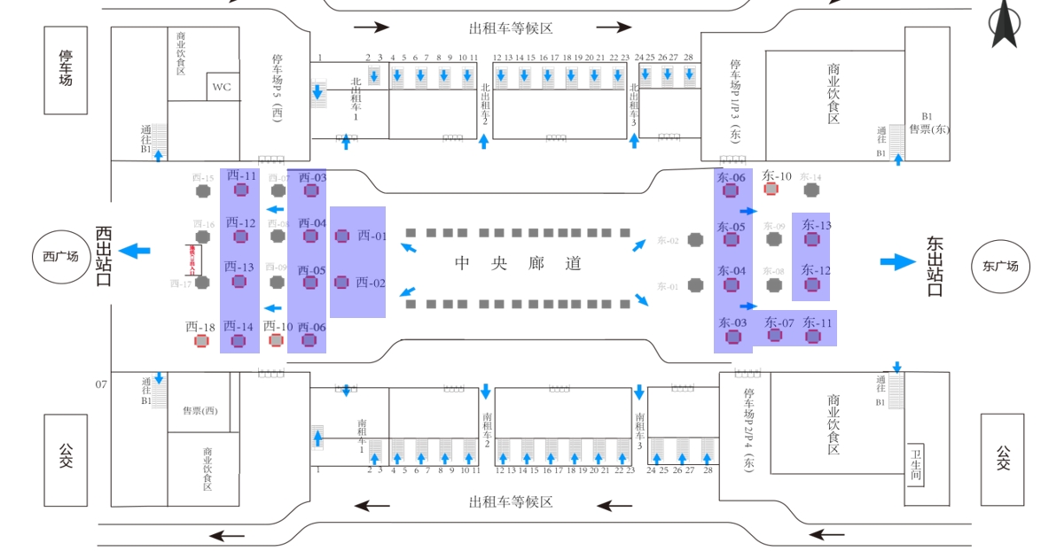杭州东站广告-出站大厅灯箱1位置图