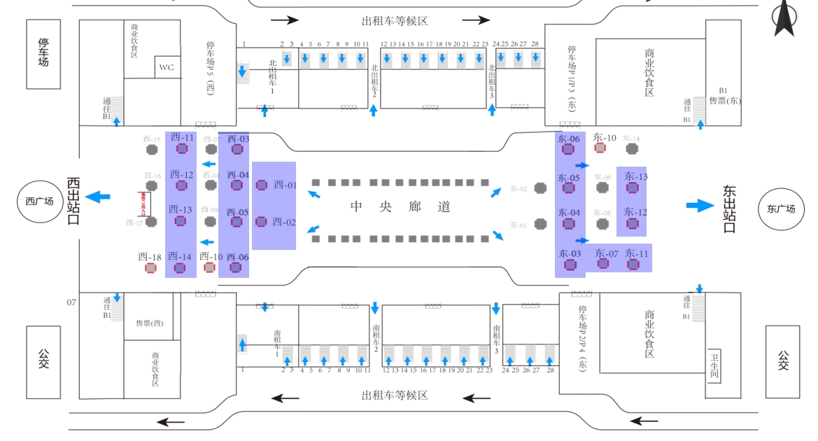杭州东站广告-出站大厅灯箱3位置图