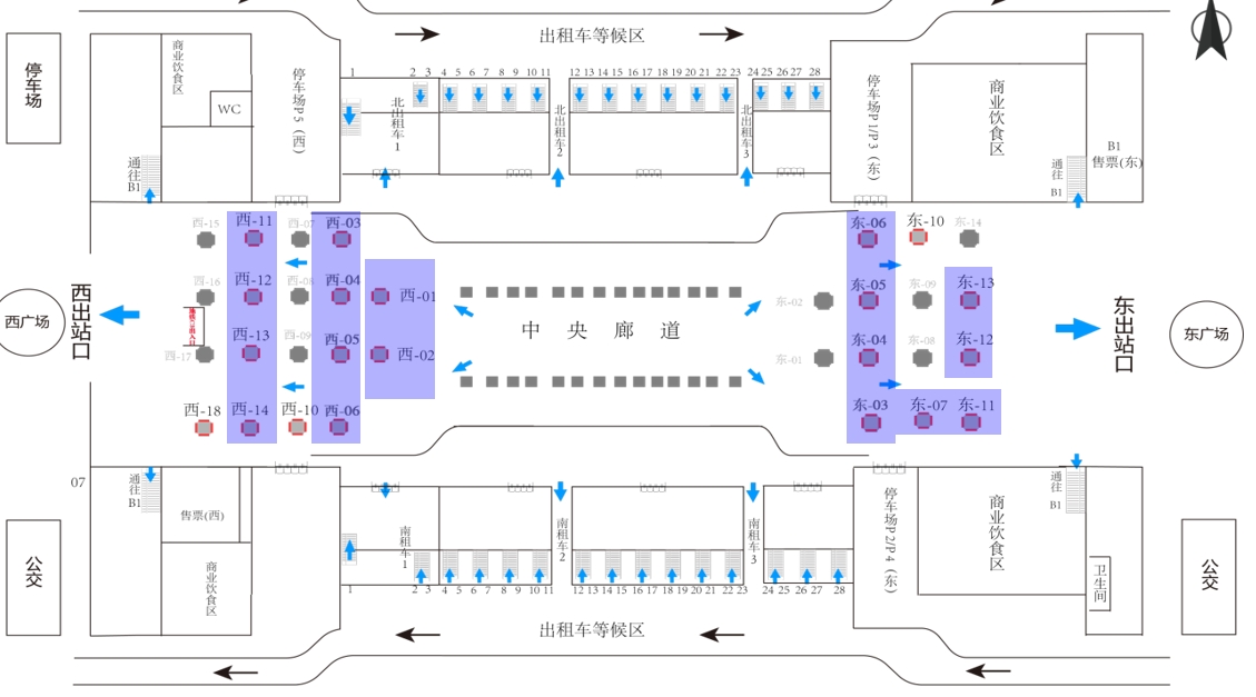 杭州东站广告-出站大厅灯箱4位置图