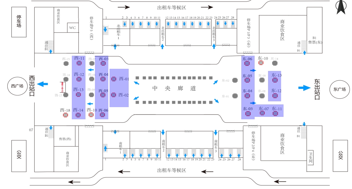 杭州东站广告-出站大厅灯箱5位置图