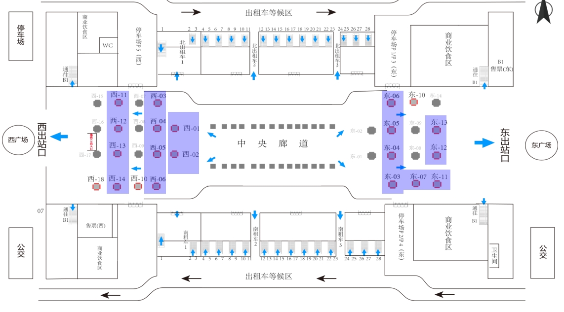 杭州东站广告-出站大厅灯箱7位置图
